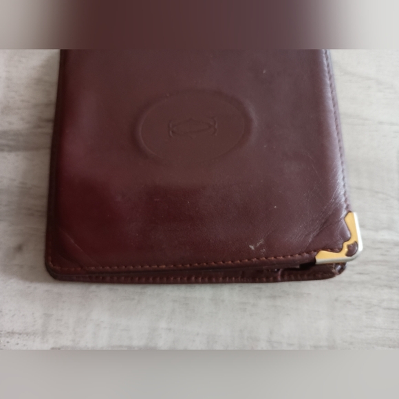 Authentic Vintage CARTIER Burgundy Red Leather Bifold Mens Wallet - Picture 4 of 12